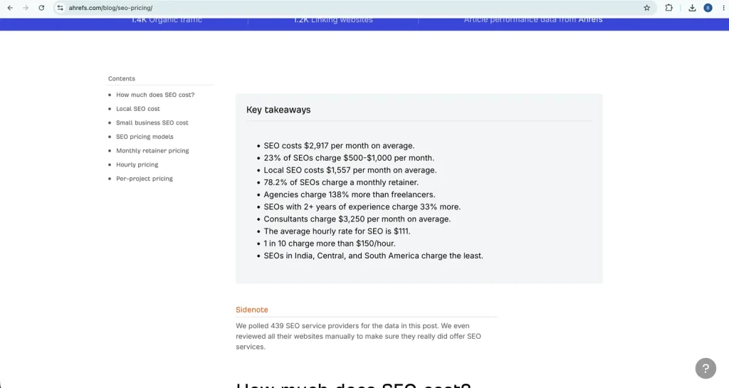Hourly Charging of SEO