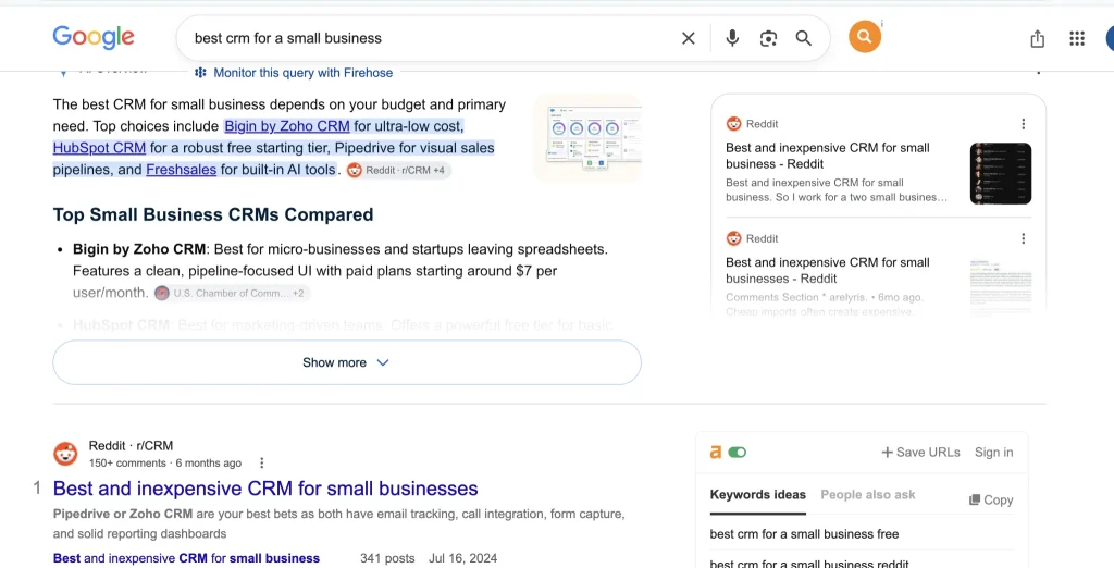 Keyword search in best CRM 