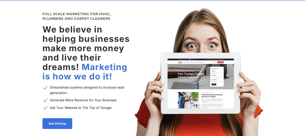 Home page of SEO agency that understand small business